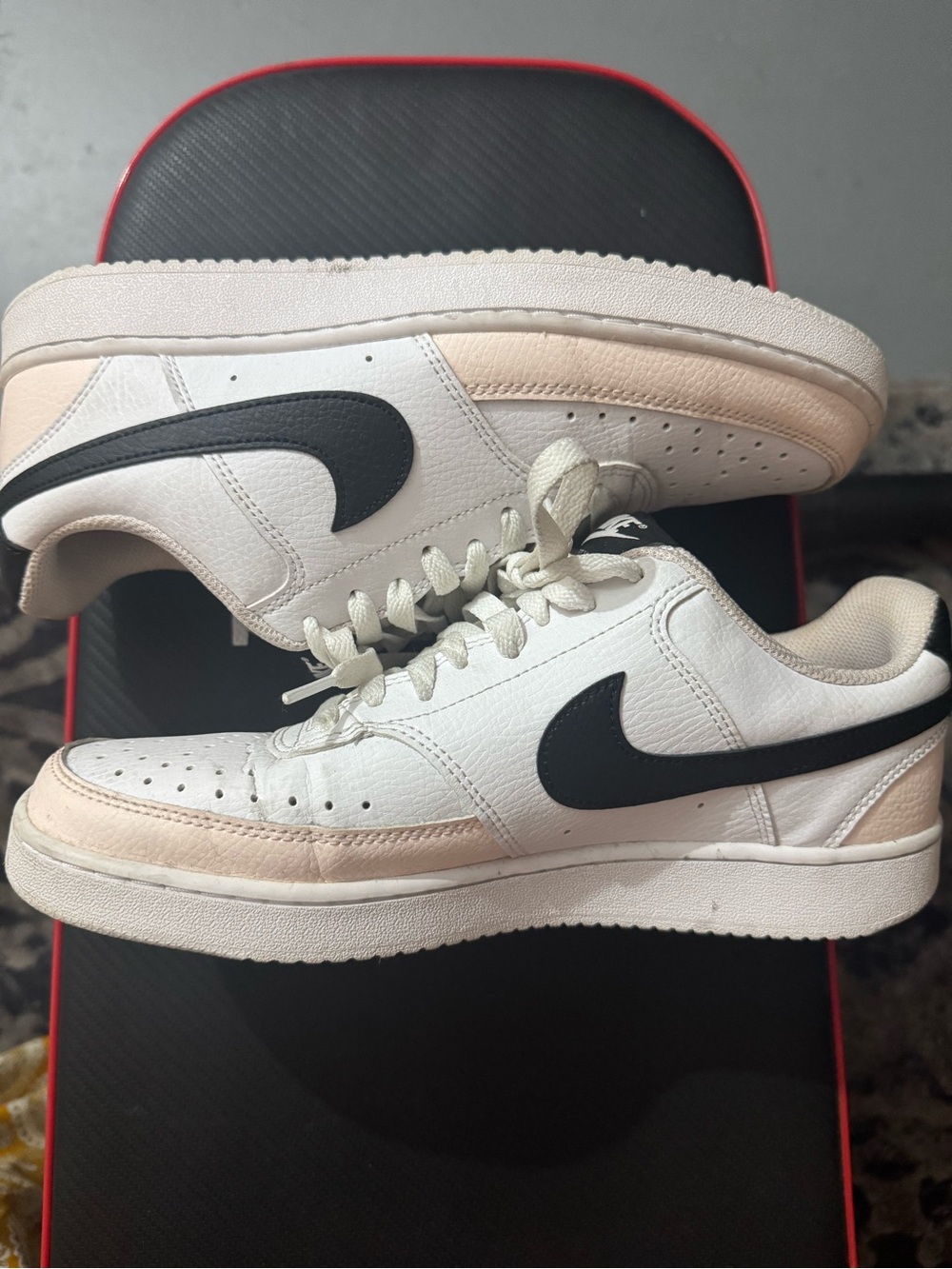 Nike Women’s Low-Top Sneakers in White, Black, and Light Pink